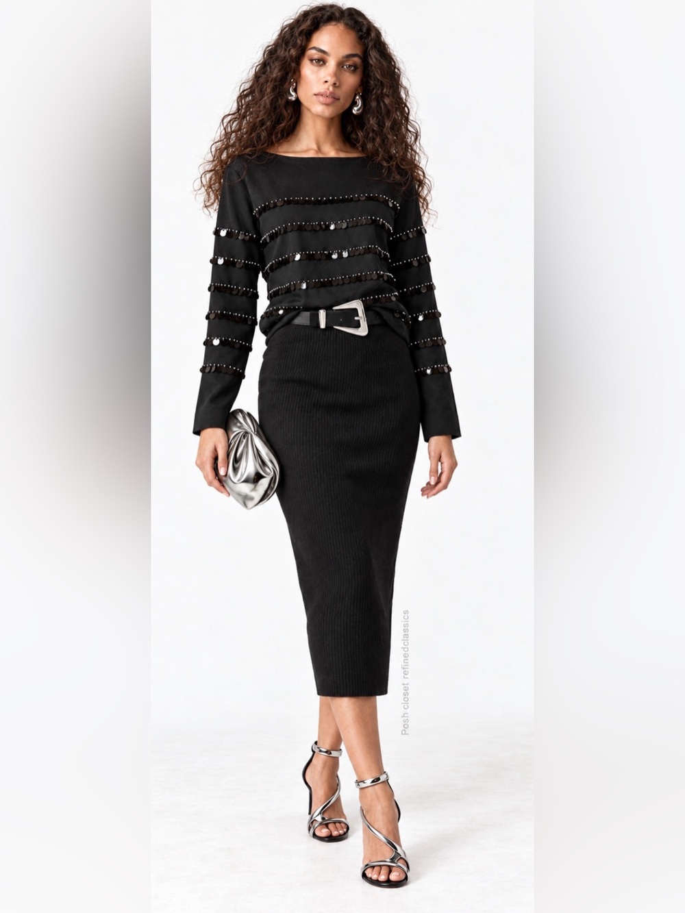 J.Crew Heavy jersey long-sleeve T-shirt with paillette embellishment